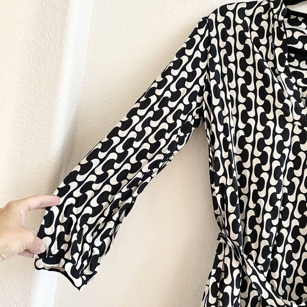 Zara The‎ Paula Dress Women's XS Black/Cream Retro Geometric Print Flowy Tunic - Picture 6 of 11
